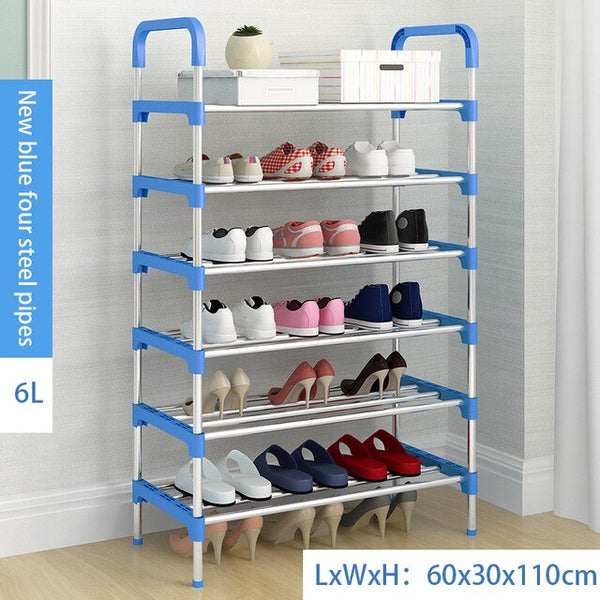 Metal DIY Assembly Shoe Rack Space Saving  Shoe Shelf for Closet with Handrail Cabinet Shoes Home Furniture