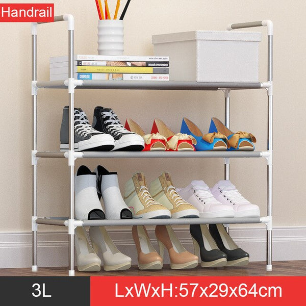 Metal DIY Assembly Shoe Rack Space Saving  Shoe Shelf for Closet with Handrail Cabinet Shoes Home Furniture