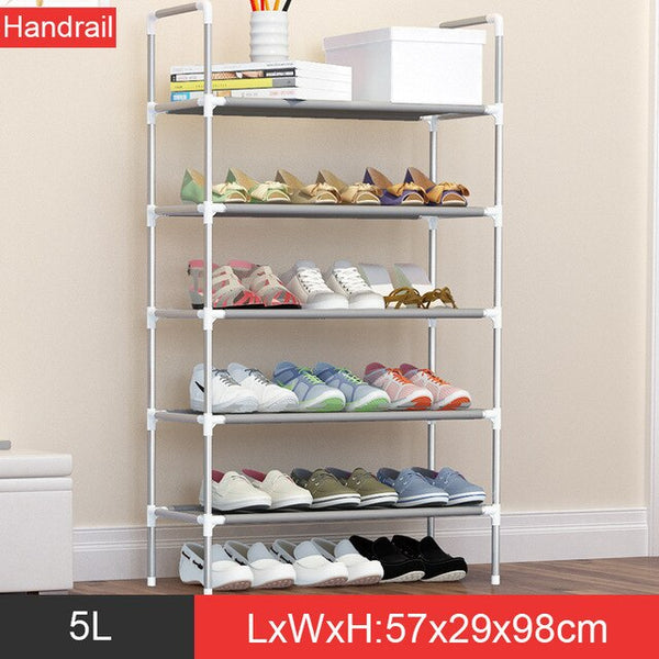 Metal DIY Assembly Shoe Rack Space Saving  Shoe Shelf for Closet with Handrail Cabinet Shoes Home Furniture
