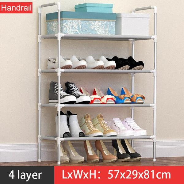 Metal DIY Assembly Shoe Rack Space Saving  Shoe Shelf for Closet with Handrail Cabinet Shoes Home Furniture
