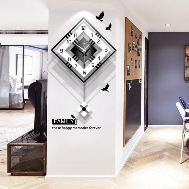 Wall Clock Living Room Swing Decorative Quartz Photo Frames Hanging Electronic Modern Design Nordic Silent Watches Bedroom Home