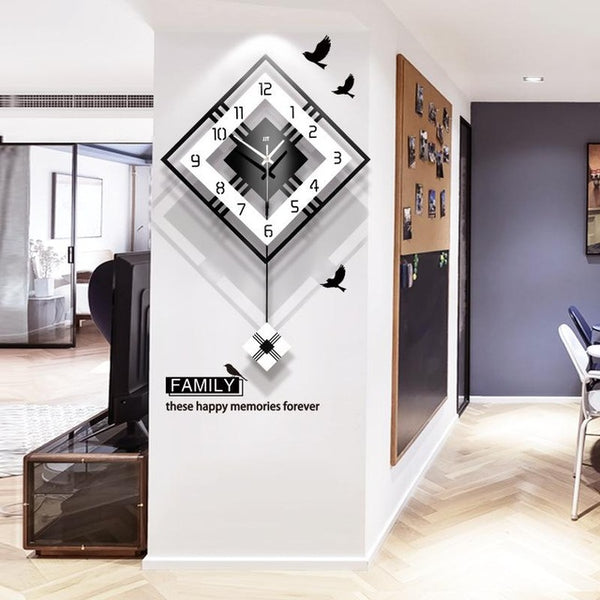 Wall Clock Living Room Swing Decorative Quartz Photo Frames Hanging Electronic Modern Design Nordic Silent Watches Bedroom Home