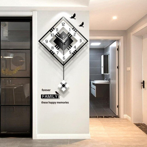 Wall Clock Living Room Swing Decorative Quartz Photo Frames Hanging Electronic Modern Design Nordic Silent Watches Bedroom Home