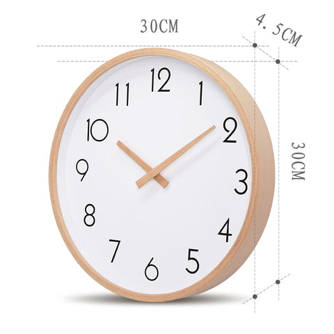 12 Inch Round Wood Wall Clock With Hook Quartz Mute No Batteries Bedroom Decor Classroom 30x30cm 12x12 In Wooden Elegant