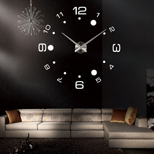 Promotion Diy acrylic mirror wall clock big quartz watch still life Circular clocks living room brief home decoration stickers