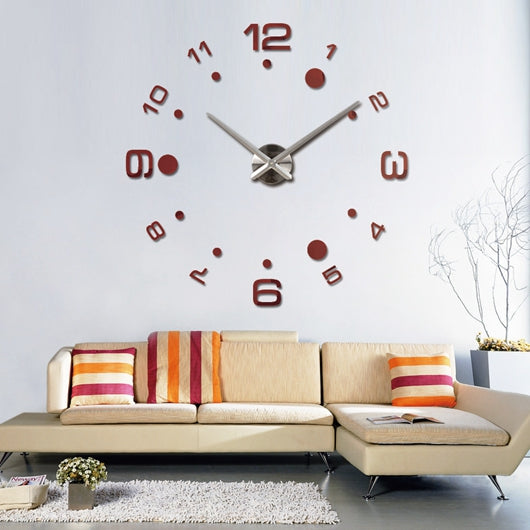 Promotion Diy acrylic mirror wall clock big quartz watch still life Circular clocks living room brief home decoration stickers