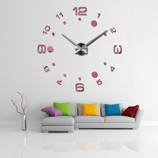 Promotion Diy acrylic mirror wall clock big quartz watch still life Circular clocks living room brief home decoration stickers