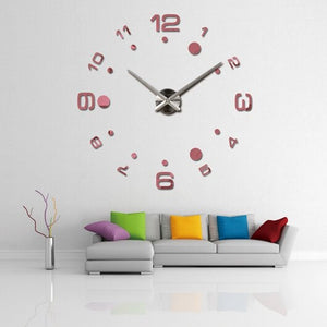 Promotion Diy acrylic mirror wall clock big quartz watch still life Circular clocks living room brief home decoration stickers