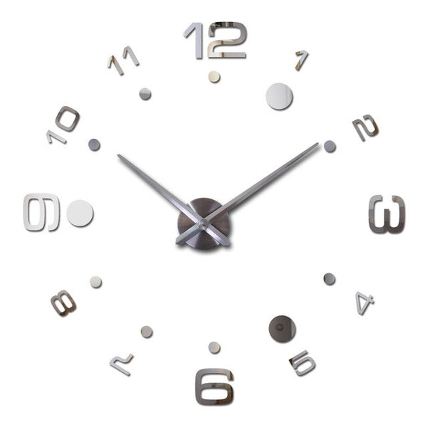 Promotion Diy acrylic mirror wall clock big quartz watch still life Circular clocks living room brief home decoration stickers