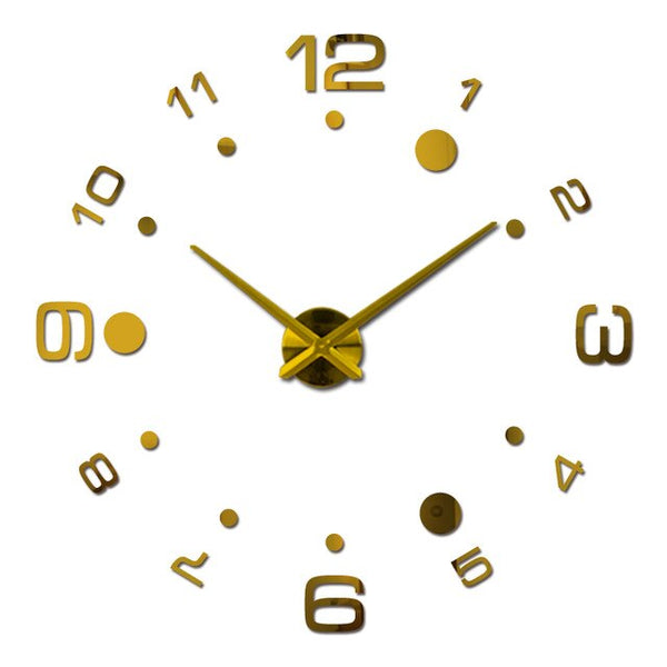 Promotion Diy acrylic mirror wall clock big quartz watch still life Circular clocks living room brief home decoration stickers