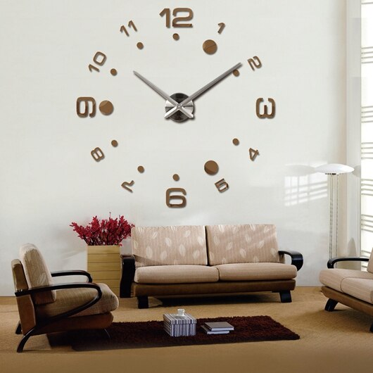 Promotion Diy acrylic mirror wall clock big quartz watch still life Circular clocks living room brief home decoration stickers