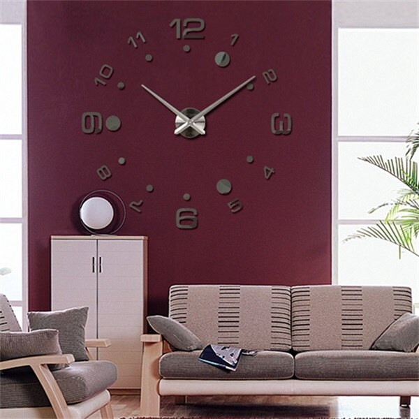 Promotion Diy acrylic mirror wall clock big quartz watch still life Circular clocks living room brief home decoration stickers