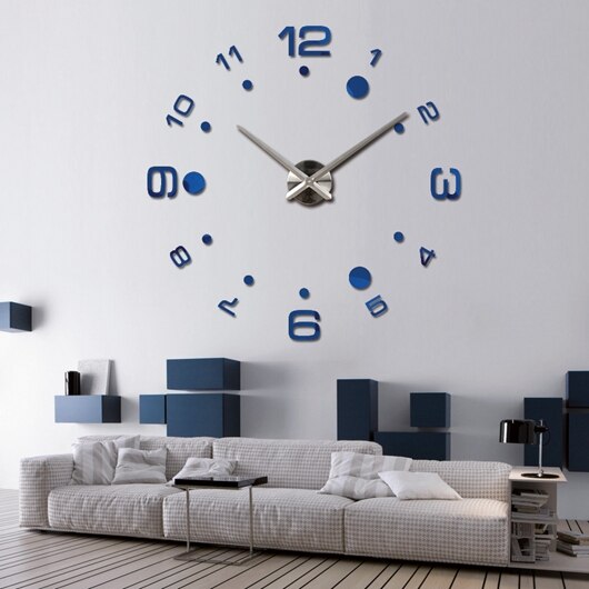 Promotion Diy acrylic mirror wall clock big quartz watch still life Circular clocks living room brief home decoration stickers