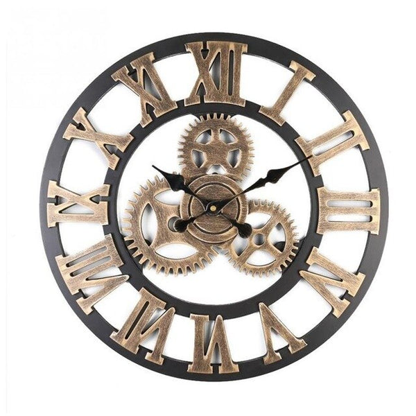 Adeeing 40CM 3D Retro Decorative Gear Shape Clock Handmade Wall Clock for Home Office Decor