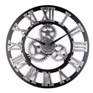 Adeeing 40CM 3D Retro Decorative Gear Shape Clock Handmade Wall Clock for Home Office Decor