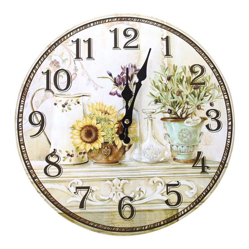 Vintage Antique Style 34cm Wall Clock Home Bedroom Retro Kitchen Quartz (Pattern:sunflower)