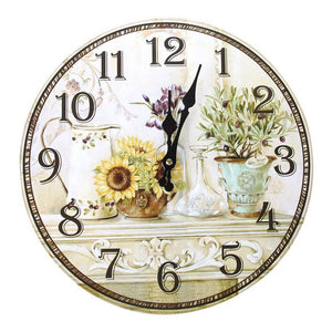 Vintage Antique Style 34cm Wall Clock Home Bedroom Retro Kitchen Quartz (Pattern:sunflower)