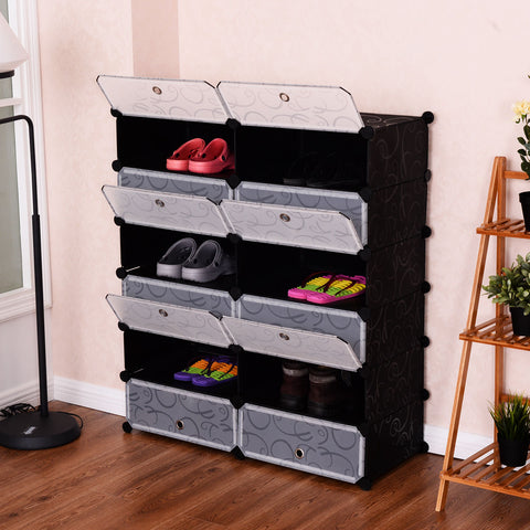 Giantex 12 Cubic Portable Shoe Rack Shelf Modern Waterproof Shoes Cabinet Storage Closet Shoe Organizer Home Furniture HW54796