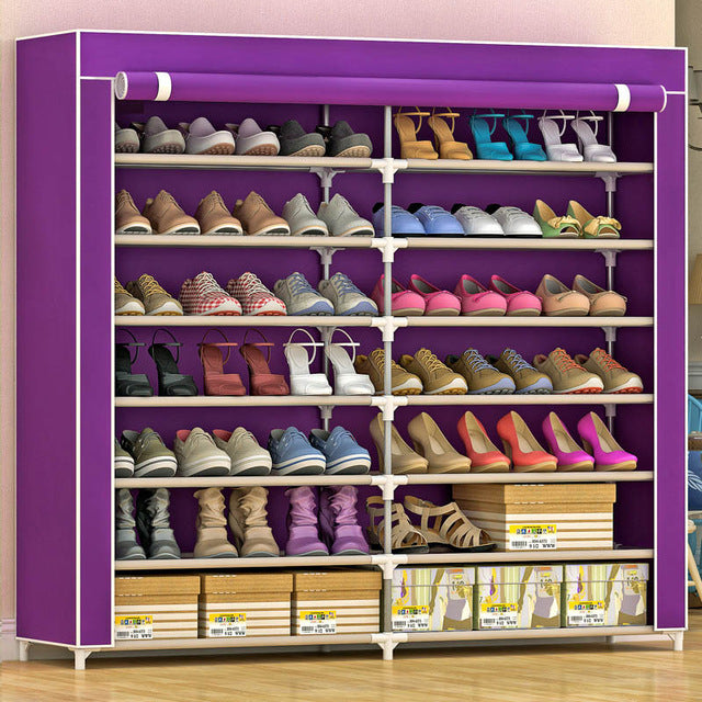 Simple modern home decoration double-row large-capacity free installation folding multi-functional furniture seven Shoe cabinet