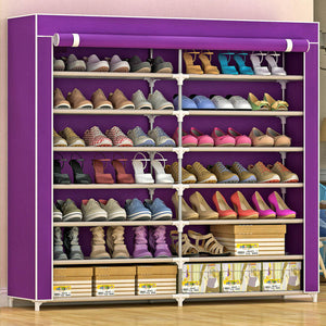 Simple modern home decoration double-row large-capacity free installation folding multi-functional furniture seven Shoe cabinet