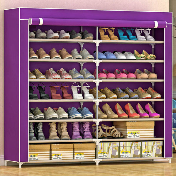 Simple modern home decoration double-row large-capacity free installation folding multi-functional furniture seven Shoe cabinet