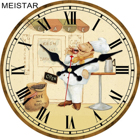 MEISTAR Fashion Wall Clocks Figure Cook Design Silent Durable Kitchen Office Living Room Decorative Art Wall Watches