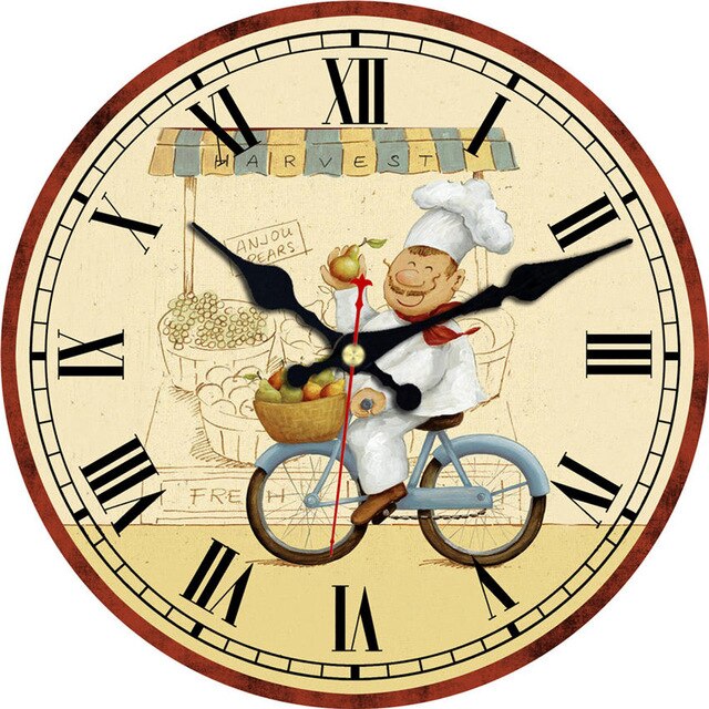 MEISTAR Fashion Wall Clocks Figure Cook Design Silent Durable Kitchen Office Living Room Decorative Art Wall Watches